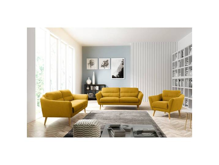 Sessel Lucinda Gelb Webstoff Hanabi Beige 92 x 72 x 88cm