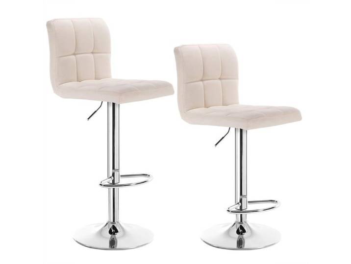WOLTU Tabouret de bar en lin lot de 2 Siège bien rembourré Tabouret de bar pivotant ajustable en hauteur Crème