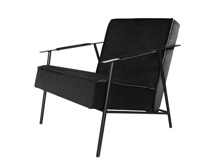 Fauteuil Canoas II Noir/Noir Velours Ravi 66 x 75 x 75cm