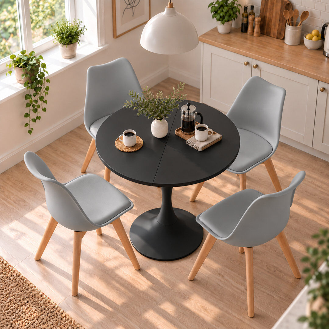 Norden Home 4 -Person Dining Set Grey/Black