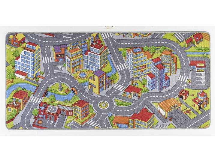 Kinderteppich HANSE HOME Smart City , bunt (grau, mehrfarbig), B:90cm H:0,65mm L:200cm, Polyamid, Teppiche, Kinderteppich, Kurzflor, Kinderteppich, Rutschfest, Spielteppich, Kinderzimmer