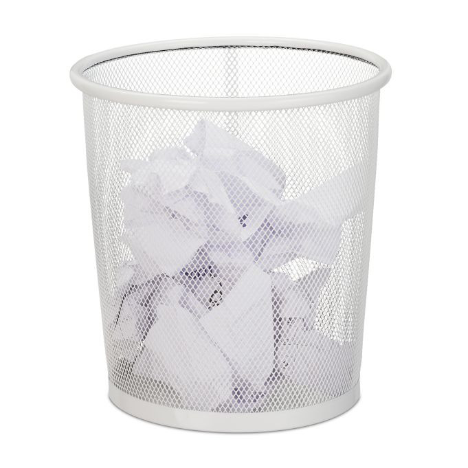 Relaxdays Papiermand Metaal Wit, 8 Liter, H x D: 24 x 23 cm