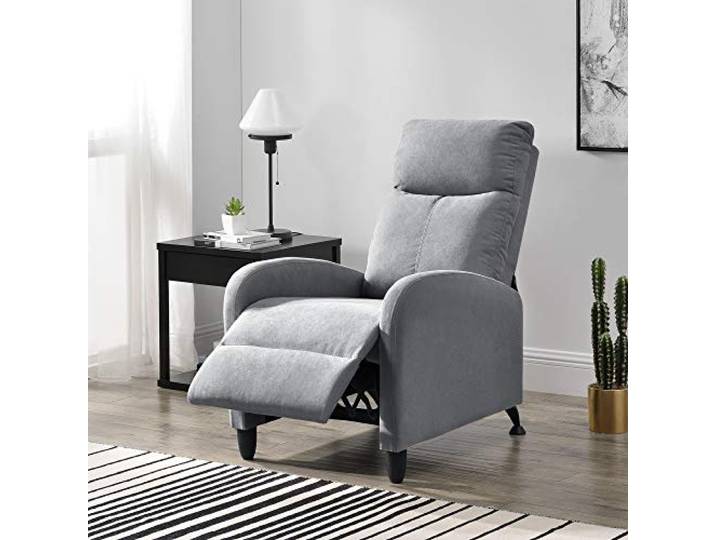 [en.casa] Polstersessel Bregenz Relaxsessel Relaxliege 102x60x92 cm Liegesessel Fernsehsessel Sessel mit Verstellbarer Rückenlehne TV Sessel aus Textil Hellgrau
