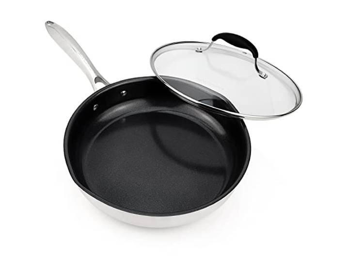 AVACRAFT Keramik-Antihaft-Pfanne mit Deckel, Eierpfanne, Keramik-Antihaft-Pfanne, 100 % PFOA, PTFE, giftfreie Kochpfanne, beste Keramikpfannen zum Kochen (25,4 cm antihaftbeschichtete Bratpfanne)