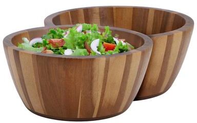 MegaChef 2 Piece 8.5 Inch Acacia Wood Serving Bowl Set For Salads, Snacks, and More