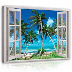 BILDER auf Leinwand Strand Meer Palmen Modern 120x80