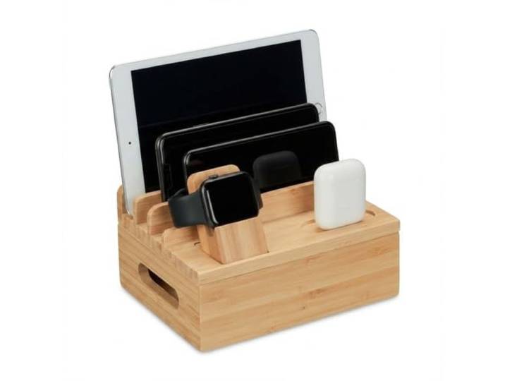 Relaxdays Station de Charge\, Montre connectée\, Bambou\, HxLxP: 11 x 17 x 13 cm\, Support\, pour Table\, Nature