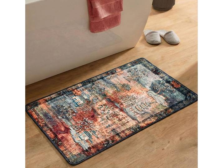 Badematte GINO FALCONE Aquata GF-163, Badvorleger, Badezimmer Teppich , mehrfarbig, H:7mm, Kunstfaser, Badematten, Badematte, Badteppich, bedruckt, rechteckig