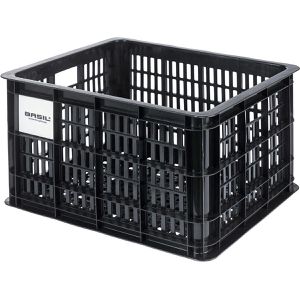 Basil Fahrradkorb Fahrradkiste M, schwarz, Kunststoff, 30 l, hinten, für Gepäckträger, 35 x 45 x 25 cm, MIK-Klicksystem