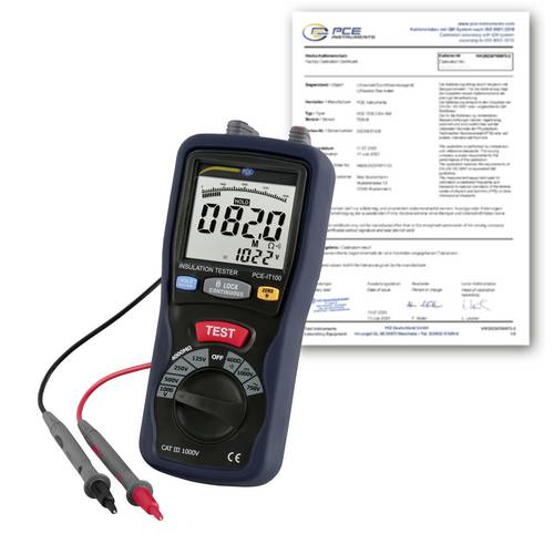 PCE Instruments PCE-IT100-ICA Isolationsmessgerät kalibriert (ISO) 1000V 400Ω