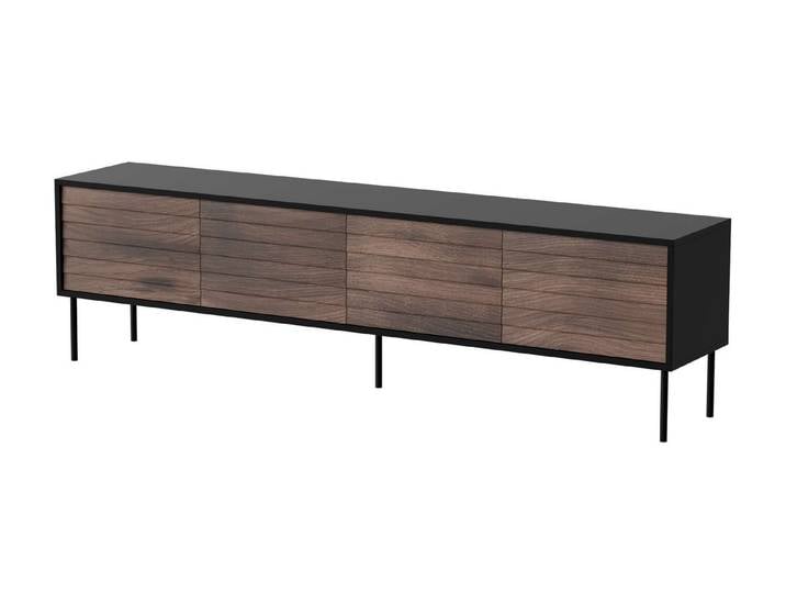 99rooms Lowboard Corn (TV-Kommode, TV-Schrank), mit 4 grifflosen Türen, aus Holzwerkstoff, Metall Füße