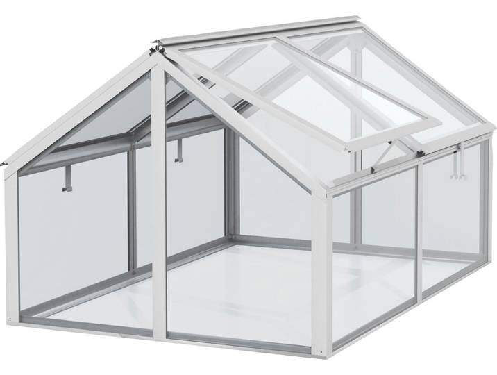 Frühbeet VITAVIA Zola ESG , silber (silberfarben), B:89cm H:71,3cm T:124,3cm, Pflanzgefäße, Frühbeet, BxTxH: 89x124x71 cm, alu