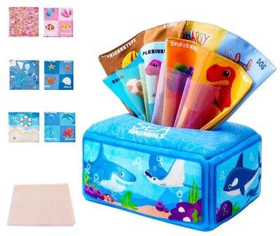 Tiny Tots Teens Trends Montessori Puzzle Baby Cloth Toy, Early Education Paper Towel Tissue Box ocean