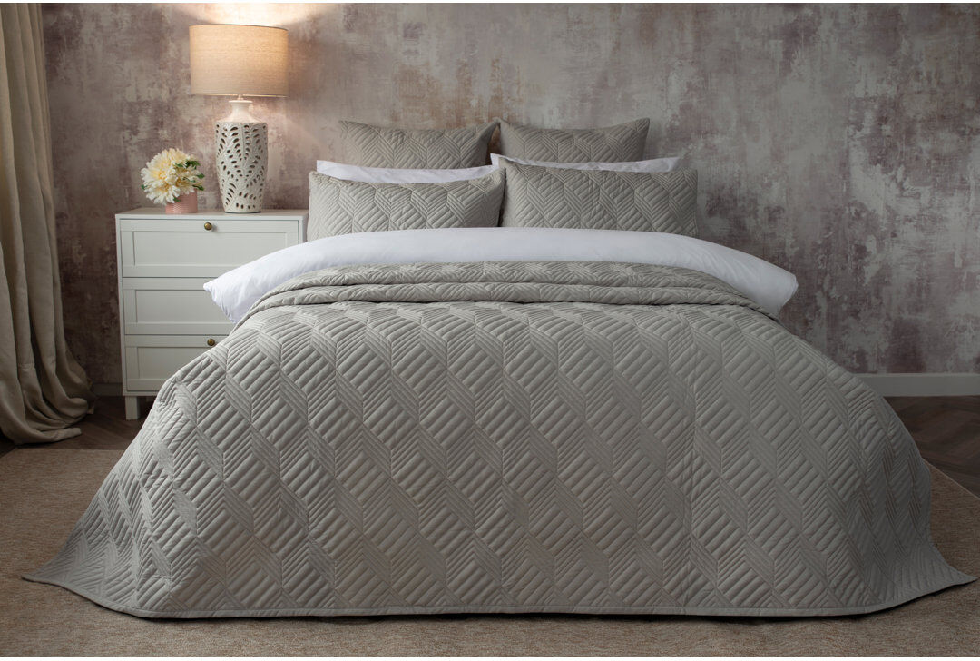 Belledorm Lisbon Percale Throw Blanket Grey 260cm W X 260cm L