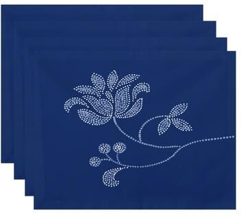 E by Design 18 x 14-inch Traditionalal Flower-Single Bloom Floral Print Placemat (Set of 4)