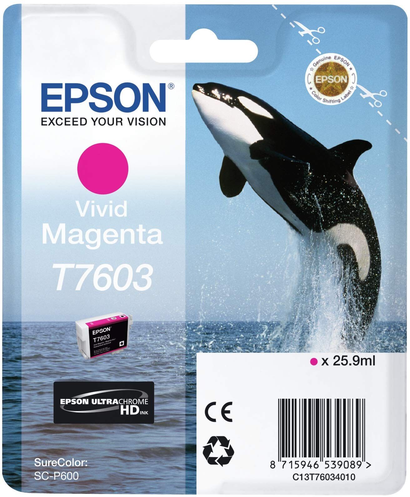 Epson C13T76034010 T7603 Vivid Ink Cartridge - Magenta