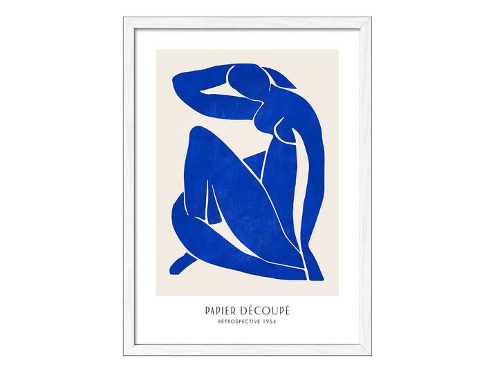 Bild Retrospektive 1954 Glas: Floatglas Rahmen: Mitteldichte Holzfaserplatte MDF , foliert Blau/Braun/Weiß 55 x 75 x 3cm