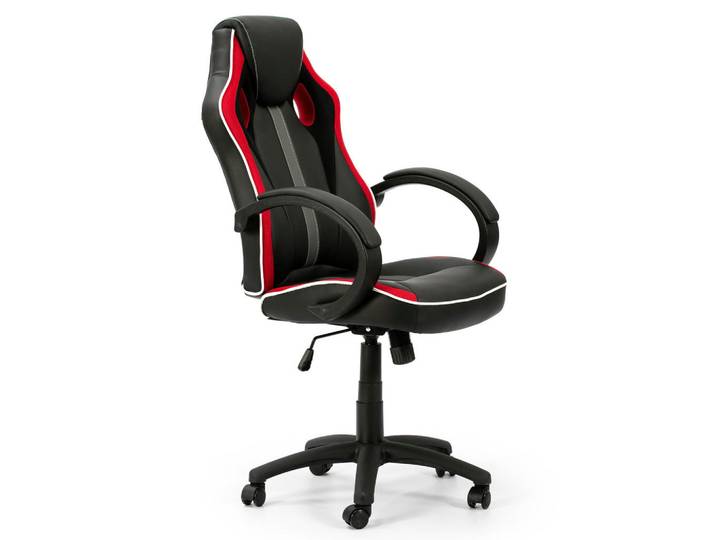 VS Venta-stock Drehstuhl Formula Schwarz/Rote, Fell, 68x112x61 cm, Büromöbel, Bürostühle, Gaming-Sessel