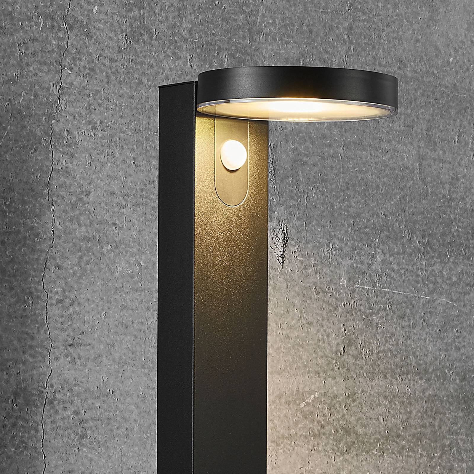 Nordlux Rica Round LED solar path light, round, Black, metal, Modern, Solar Lights with Sensor
