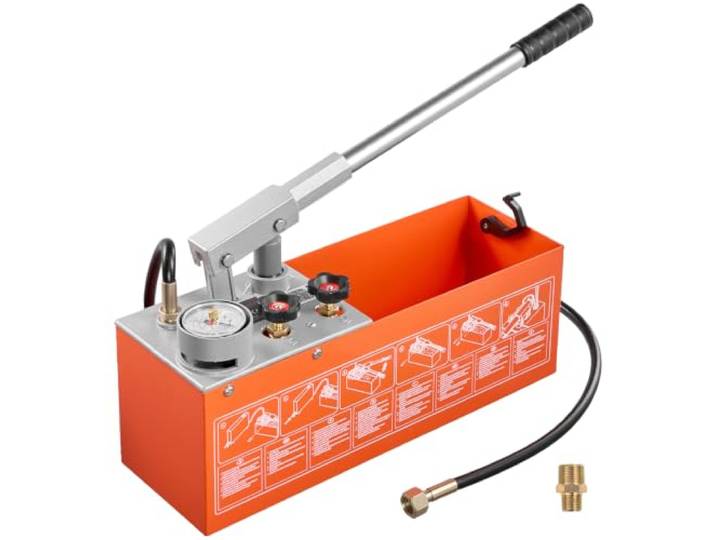 VEVOR Pompe Épreuve Manuelle 11\,36 L Pompe Test Hydrostatique Double Valve pour Pression d'Eau dans Canalisations\, Chauffage\, Détections de Fuites\, avec Manomètre et Réservoir\, Plage de 0-50 bar