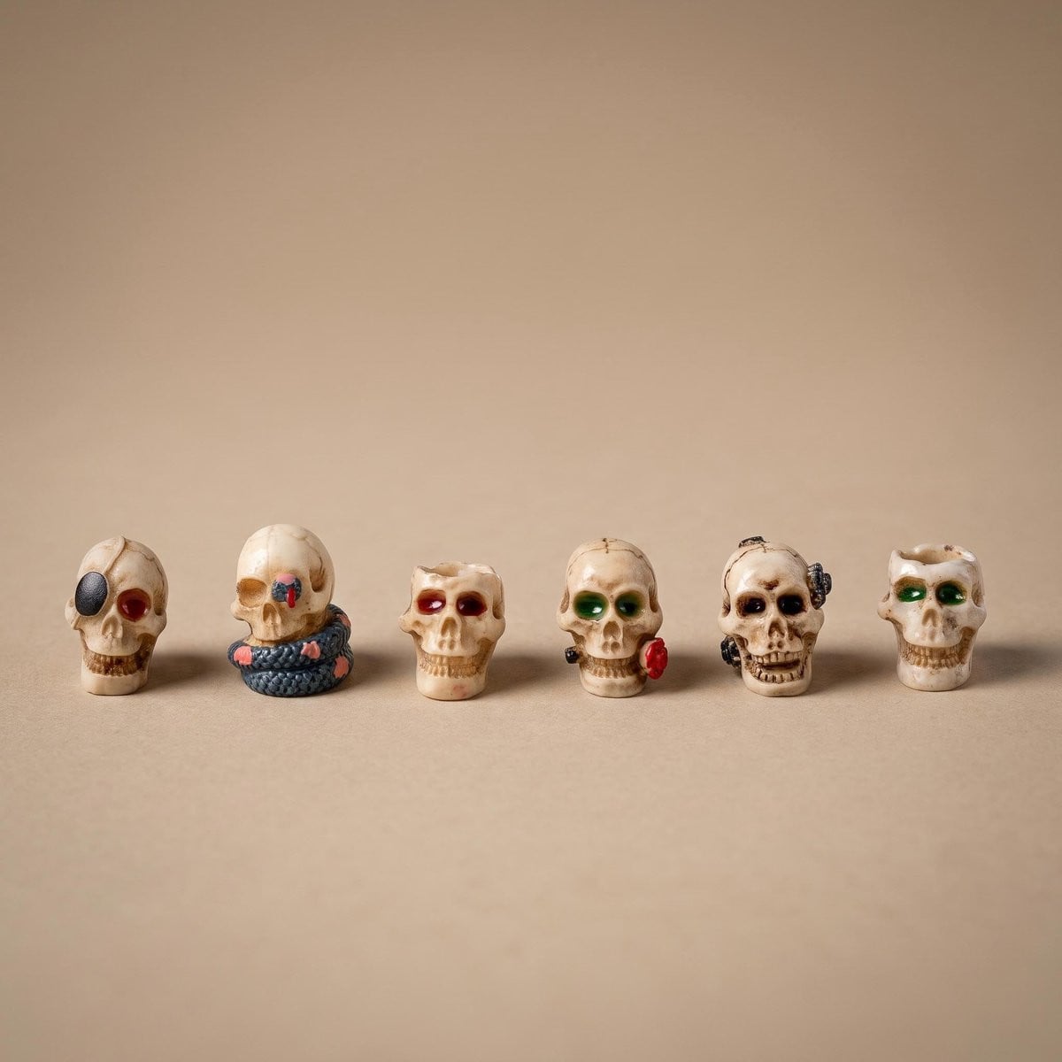 Skulls Gone Wild Miniatuurfiguren - 6 stuks - Halloween decoratie voor tabletop