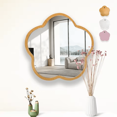 Inspire Curations 11.5 Inch Flower Shaped Acrylic Wall Mirror brown 29.5cm