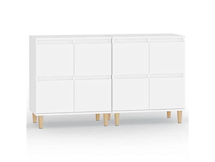 Fisinber Sideboard 2er Set Weiß 60x35x70 cm Kommode mit 4 Fächern Kompakter Anrichte-Schrank für Wohnzimmer und Schlafzimmer. 4 Fächer bieten Platz für Alltagsgegenstände und Deko.