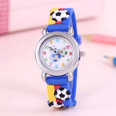 Inspire Essentials Kids Football Cartoon Quartz Watch Fun Learning Style dark Blue