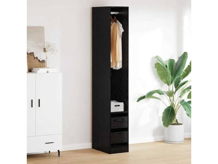 Kleiderschrank Schwarz Eichen-Optik 30 x 50 x 200 cm Holzwerkstoff,MDF Brett-Regale,freistehend,minimalistisches Design,Stauraum für Kleidung