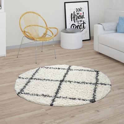Hochflor-Teppich PACO HOME "Kalmar 441", beige (cream), H:40mm Ø:200cm, Polypropylen, Teppiche, Scandi Design, Rauten Muster, weich & kuschelig, Kundenliebling