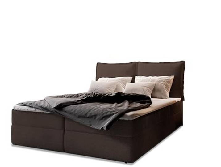 Masseno Boxspringbett LENTE 200x200 cm Komplett-Set mit Matratze und Topper, Polsterbett mit Zwei Bettkästen -Braun, Lincoln 29