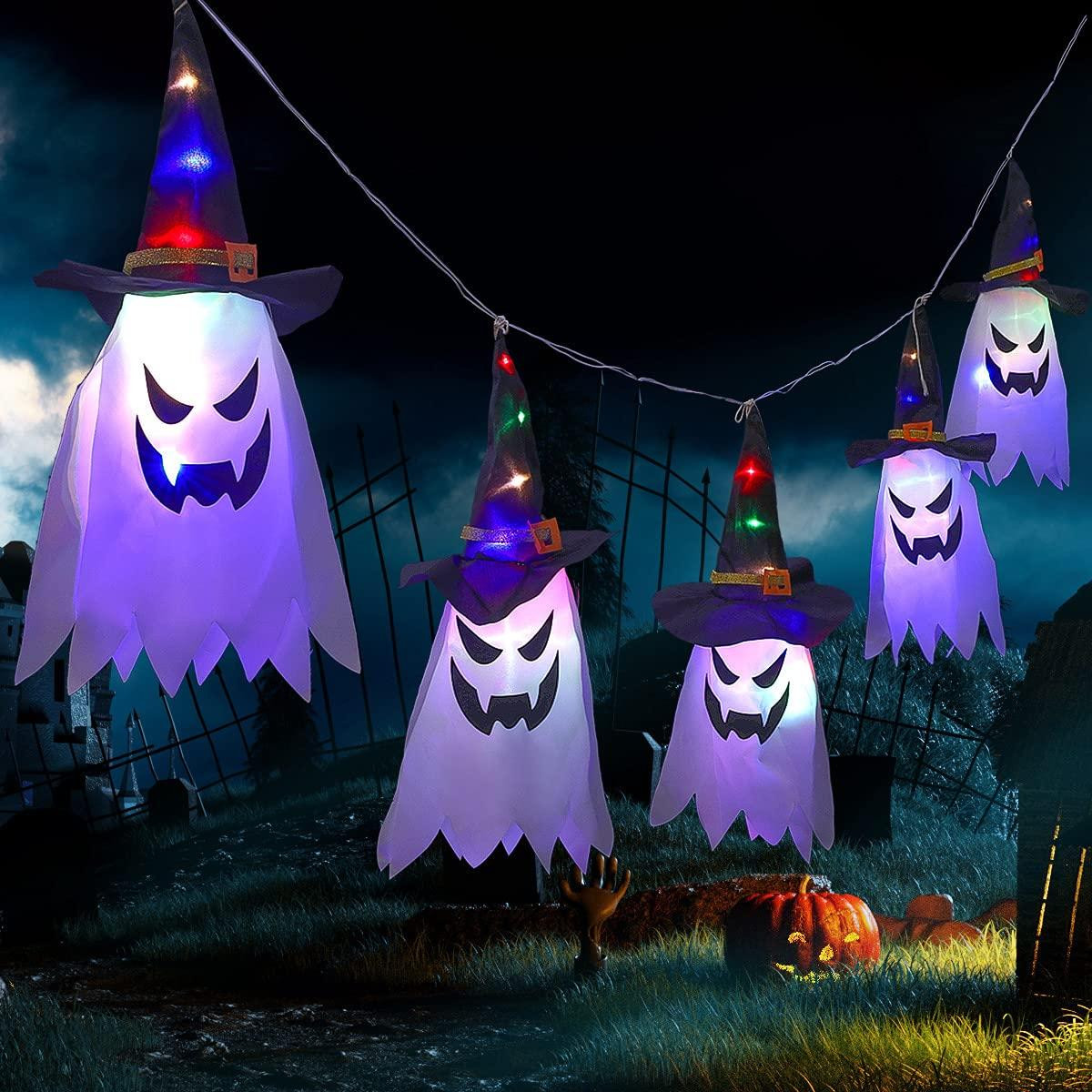 Dripio LED-spooklichtketting met 5 spookfiguren, 3 meter lang, op batterijen