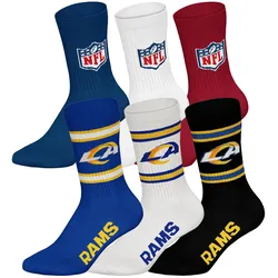 NFL Unisex Socken, 6er Pack - NFL Teams, 6Pack Crew Socks, Football, Logo, Baumwollmischung LA Rams/Mix / 39-42