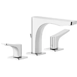 Gessi Rilievo, Drei-Loch-Waschtisch-Armatur, mit Ablaufgarnitur, Ausladung 154 mm, 59011030, Farbe: Kupfer PVD