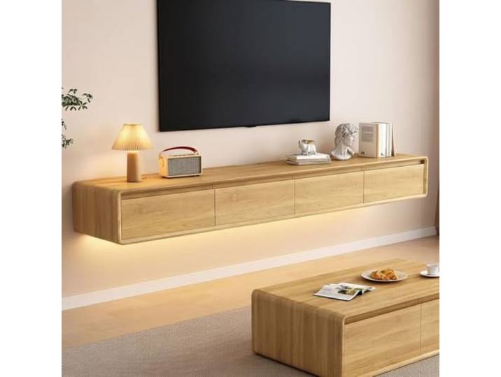 MIMRTIMI TV Schrank Hängend TV Lowboard Schwimmender TV-Hängeschrank Türen in Medien-Wandeinheit für Wohnzimmer und Büro