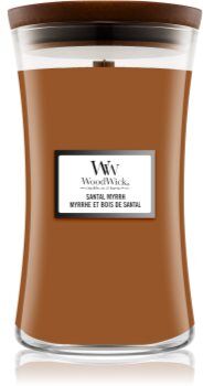 Woodwick Santal Myrrh vela perfumada com pavio de madeira 610 g. Santal Myrrh