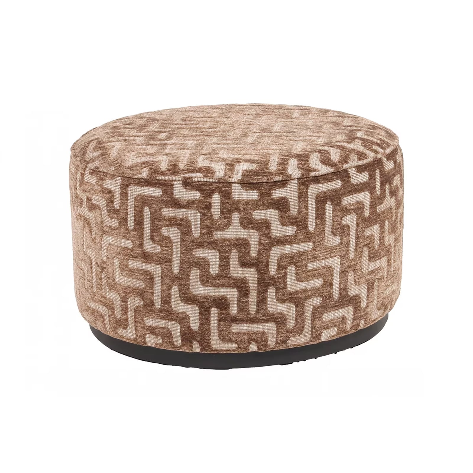 Richmond Interiors Poef Lexie Labyrinth Bruin Ø70cm
