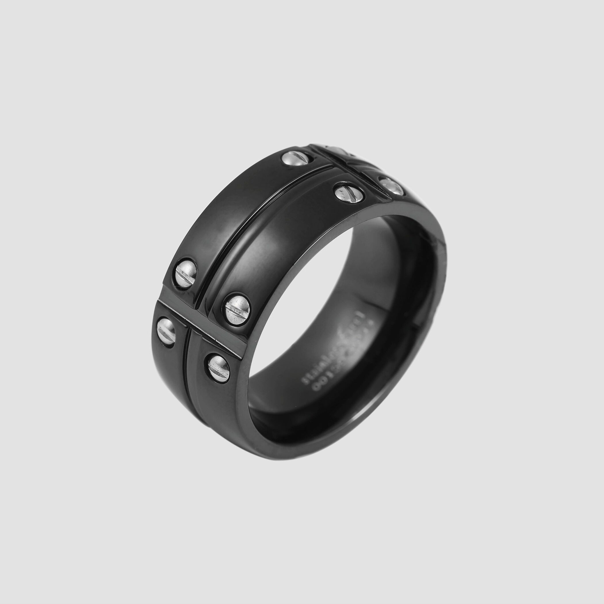 Fingerring AKZENT "Mane, silberfarbig, langlebig" Gr. 62, schwarz, Fingerringe, Herren, 62, Edelstahl, Fingerring