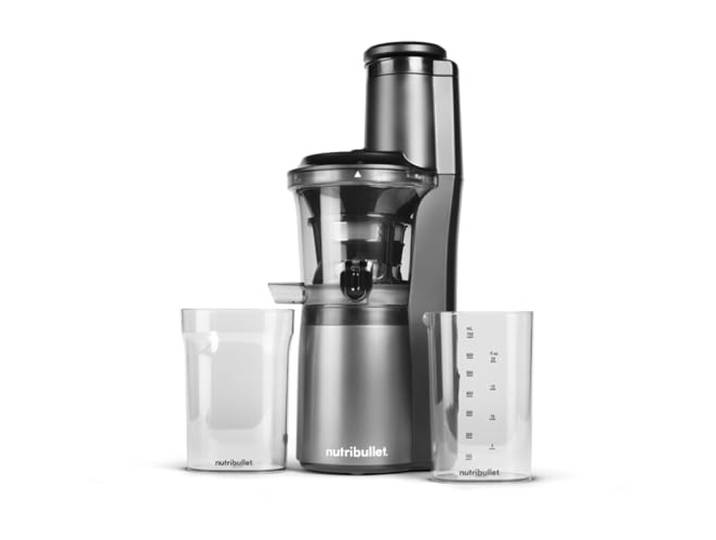 nutribullet Slow Juicer Entsafter, Kaltentsafter, Obst- und Gemüseextraktor, Fruchtsaftpresse, Täglicher Gebrauch, 1,8 L Fruchtfleischbehälter, schwarz, NBJ500