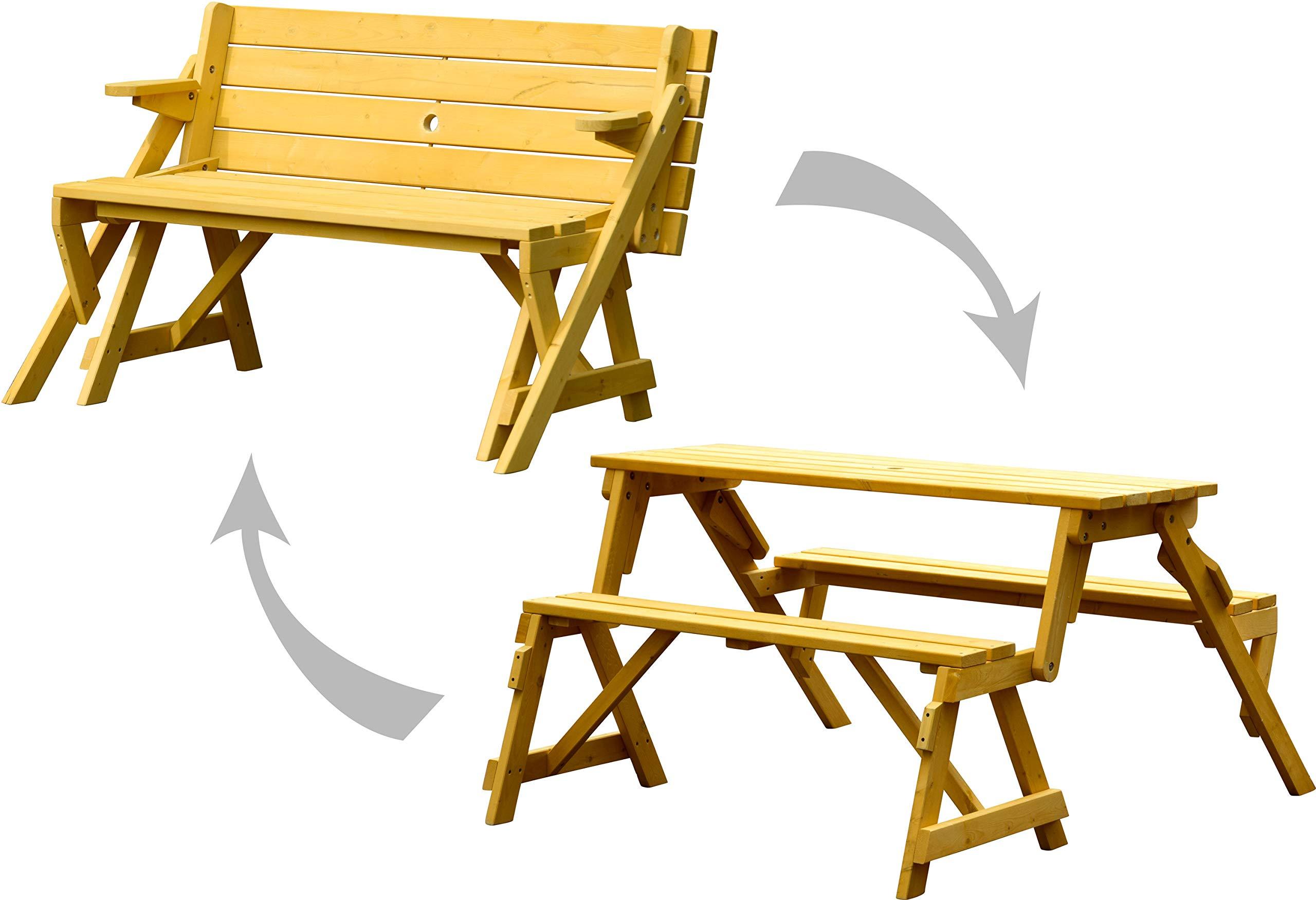 Famanu Picknickbank 2-in-1 - Natur, für 4 Personen, 138 x 144 x 77 cm