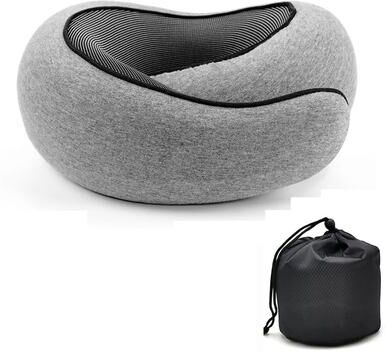 Inspire Essentials Adjustable U Shaped Travel Pillow Portable Neck Support Pillow light Gray