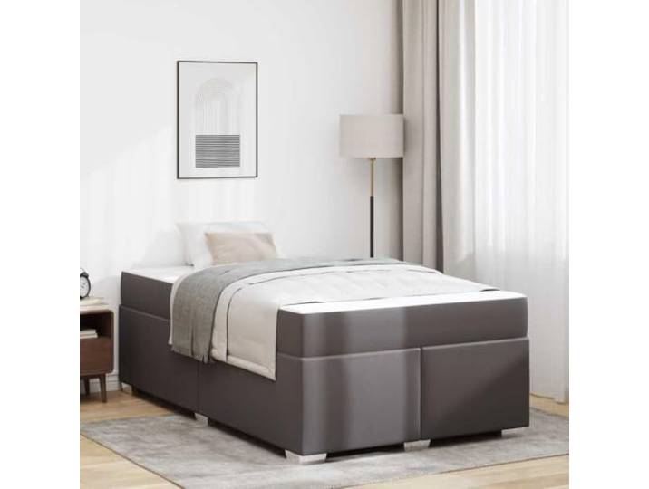 Stabiler Lattenrost Modernes Design Stoff Holz Grau 120 x 200 cm Bettrahmen mit Matratze Grau 120x200 cm Bettgestell mit Lattenrost Taschenfederkernmatratze Stabil Strapazierfähig Modern