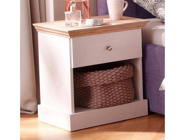 Nachtkonsole OTTO HOME Binz , weiß (weiß, eichefarben), B:45cm H:45cm T:35cm, Sideboards, Nachtkonsole, mit einem schönen Metall Knopfgriff, Breite 45 cm