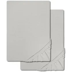 Doppelpack CloudComfort Basic Spannbettlaken silber grau 120 x 200 cm