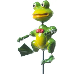 MARELIDA Gartenstecker Wackel Frosch Quaki Terrasse Deko Beet Blumentopf Pflanzenstecker