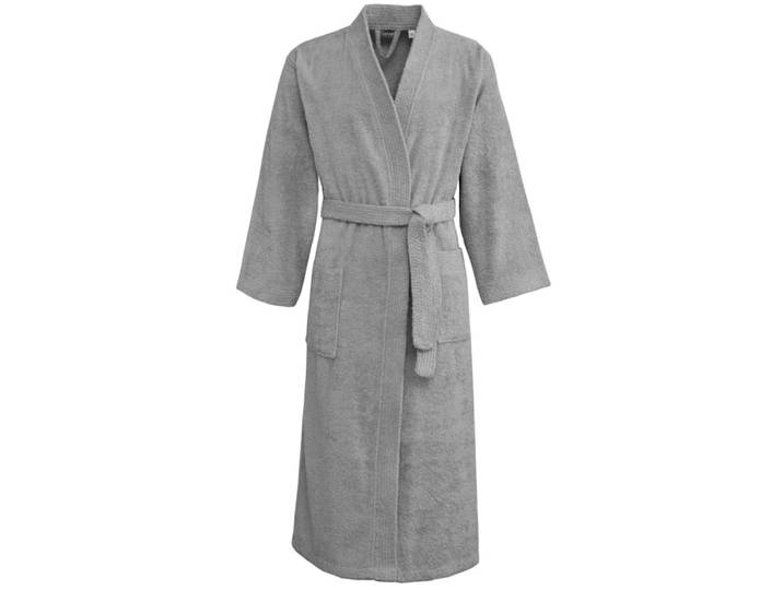 Peignoir mixte kimono en coton gris perle xxxl
