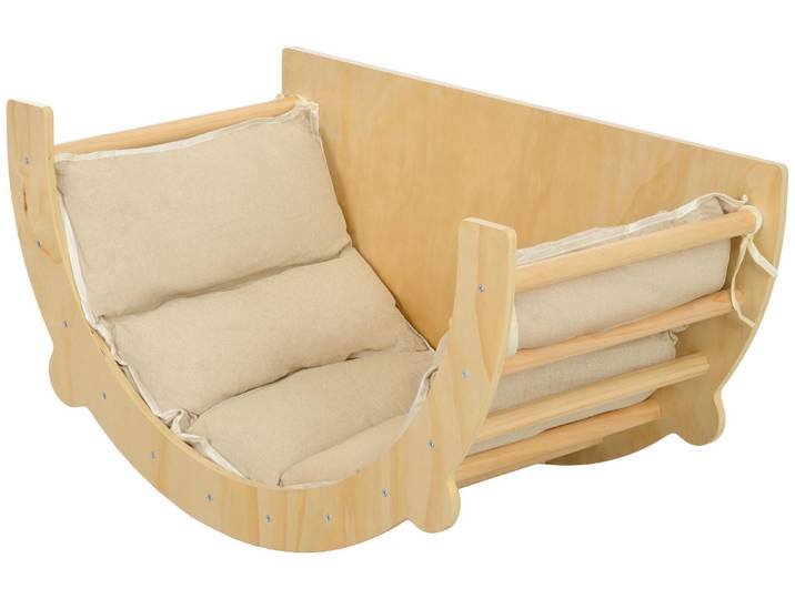 AIYAPLAY 2 in 1 Klettergerüst Set, Kletterbogen aus Holz Indoor Naturholz