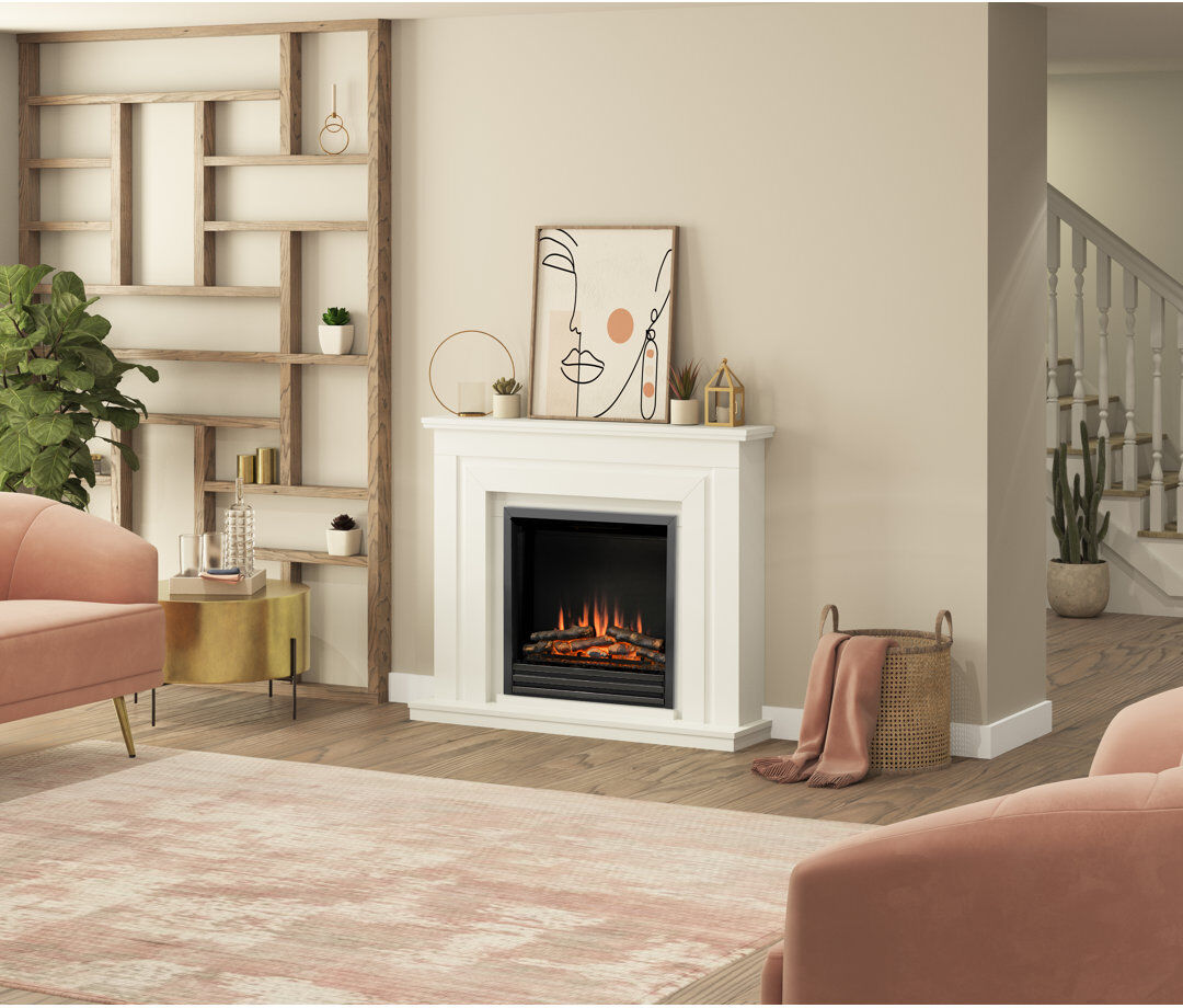 Flare Whitham Electric Fireplace Ivory 101.1cm H X 122cm W X 30cm D