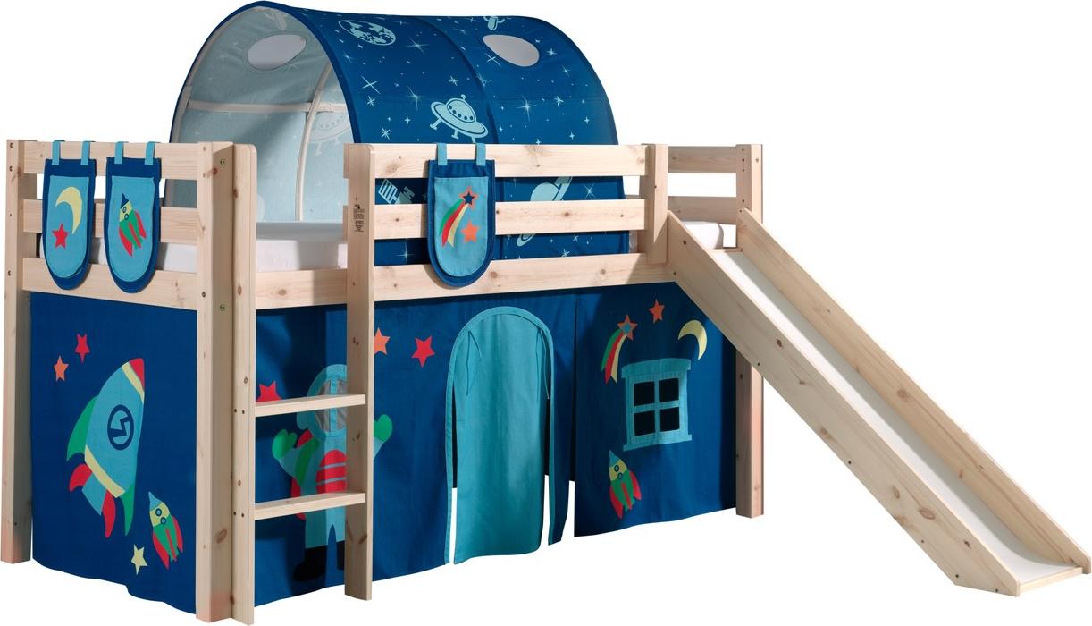 Spielbett Pino mit Rutsche und Textilset Kiefer Natur