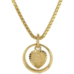 trendor 75120 Taufring mit Amorherz Gold 585 an goldplattierter Silberkette, 38 cm